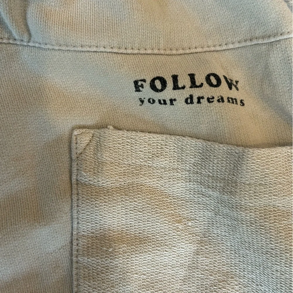 ZARA | 100% Cotton Drawstring Tan Pants + “Follow Your Dreams” Pocket Girls SZ 8